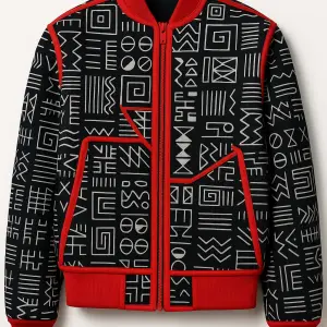 Tribal Print Bomber Jacket