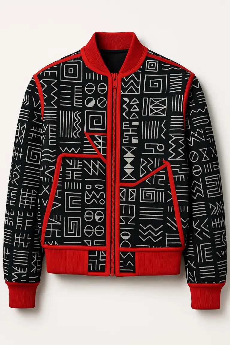 Styling African Print Bomber & Baseball Jackets: A Guide to Cultural Streetwear in South Africa 2 Moetlo Tribal Print Bomber Jacket