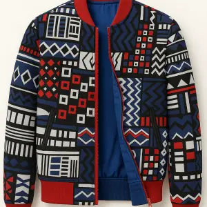 Geometric Print Bomber Jacket