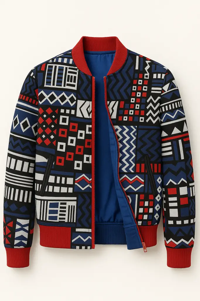 Geometric Print Bomber Jacket