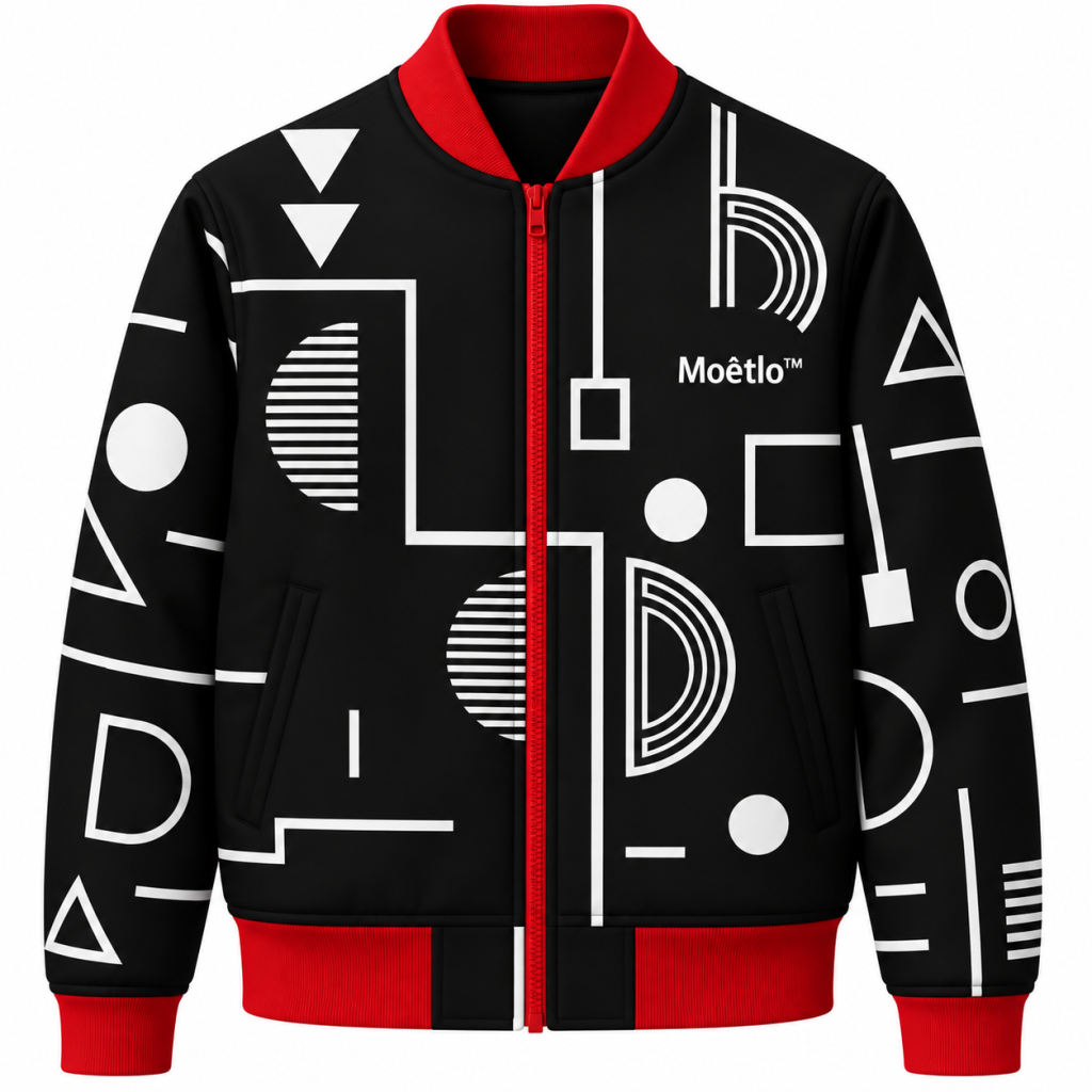 Moetlo Minimal Geo Bomber Jacket - front view