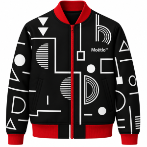 Moetlo Minimal Geo Bomber Jacket - front view